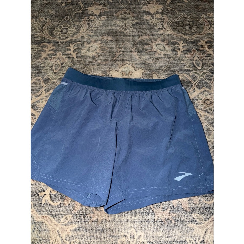 Brooks Men's Medium Sherpa 5" 2-in-1 Running Shorts Blue Athletic Training Gym